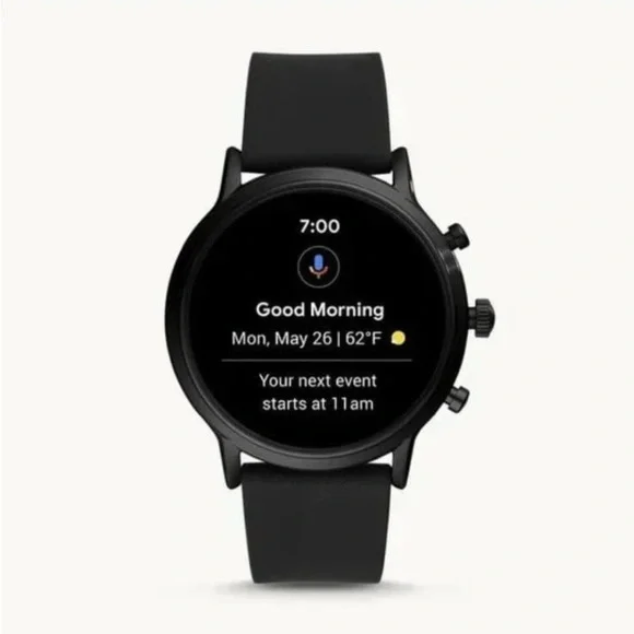 NIB Fossil Gen 5 4mm Black Silicone Black Smartwatch - FTW4025